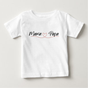 可愛いママPapaハートベビーTシャツ ベビーTシャツ