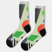 可愛いマルチカラー抽象芸術パターモダンンデザイン ソックス (左)