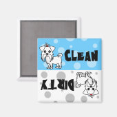 可愛いマルチーズクリーン/汚い食洗機マグネット マグネット (正面/裏面)