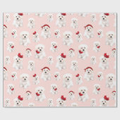 可愛いマルチーズ、ボロンカ柄 ラッピングペーパー (フラット)