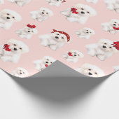 可愛いマルチーズ、ボロンカ柄 ラッピングペーパー (角)