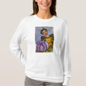 可愛いマルハナバチの妖精　紫色の花 Tシャツ (正面)