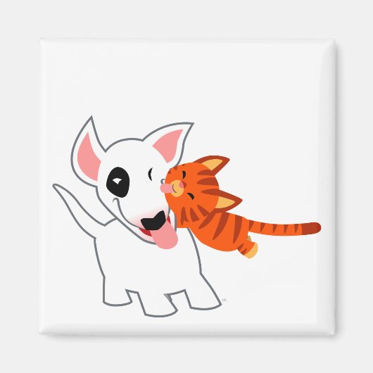 可愛いマンガのブルテリアとキッテンマグネット マグネット (正面)