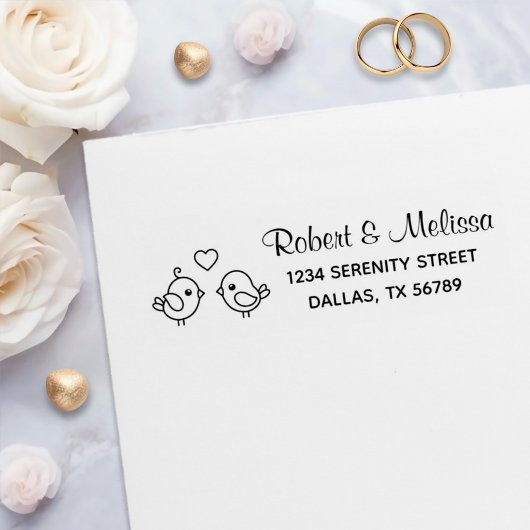 可愛いマンガのロブバード – カップルのアドレス セルフインキングスタンプ