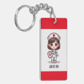 可愛いマンガナースブラウンアイズカスタム キーホルダー (正面左)