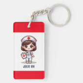 可愛いマンガナースブラウンアイズカスタム キーホルダー (裏面)