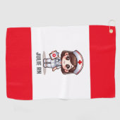 可愛いマンガナースブラウンアイズカスタム ゴルフタオル (横)