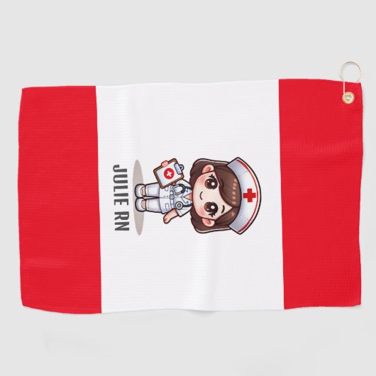 可愛いマンガナースブラウンアイズカスタム ゴルフタオル (横)