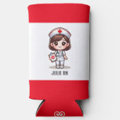 可愛いマンガナースブラウンアイズカスタム スリム缶クーラー (正面)