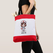 可愛いマンガナースブラウンアイズカスタム トートバッグ (クローズアップ)