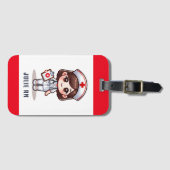 可愛いマンガナースブラウンアイズカスタム ラゲッジタグ (正面横)