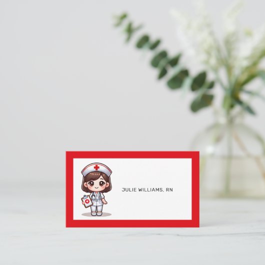 可愛いマンガナースブラウンアイズカスタム 名刺 (スタンド正面)