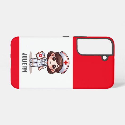 可愛いマンガナースブラウンアイズカスタム SAMSUNG GALAXYケース (裏面横)