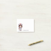 可愛いマンガナースブラウンヘアーブラウン目4x3 ポストイット (デスク上)