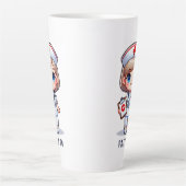 可愛いマンガナースブロンドヘアブルーアイズカスタム カフェラテマグ (正面)