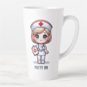 可愛いマンガナースブロンドヘアブルーアイズカスタム カフェラテマグ (右)