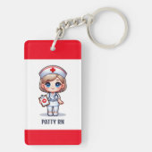 可愛いマンガナースブロンドヘアブルーアイズカスタム キーホルダー (裏面)