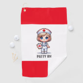 可愛いマンガナースブロンドヘアブルーアイズカスタム ゴルフタオル (インサイチュ)