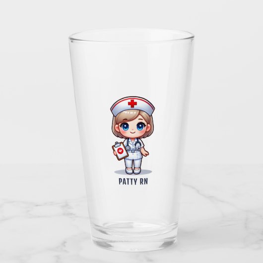 可愛いマンガナースブロンドヘアブルーアイズカスタム タンブラーグラス (正面)