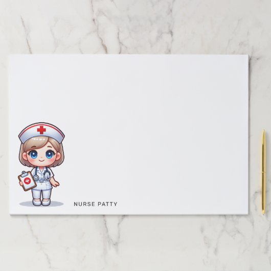 可愛いマンガナースブロンドヘアブルーアイズカスタム ペーパーパッド (インサイチュ)