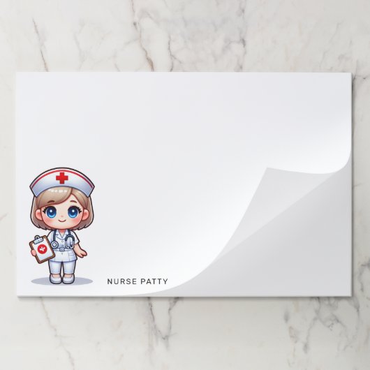 可愛いマンガナースブロンドヘアブルーアイズカスタム ペーパーパッド (折り畳み)