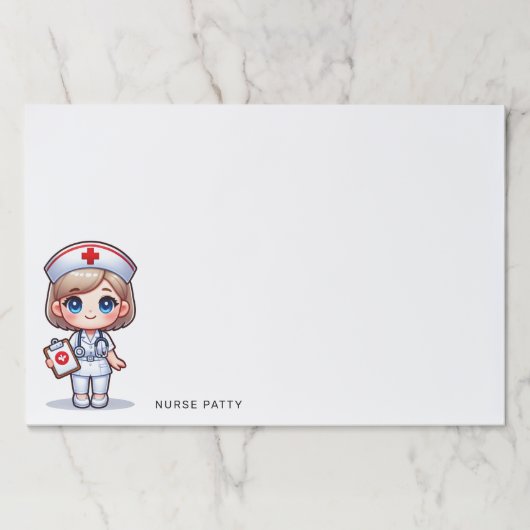 可愛いマンガナースブロンドヘアブルーアイズカスタム ペーパーパッド (正面)