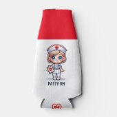 可愛いマンガナースブロンドヘアブルーアイズカスタム ボトルクーラー (正面)