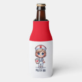 可愛いマンガナースブロンドヘアブルーアイズカスタム ボトルクーラー (ボトル正面)