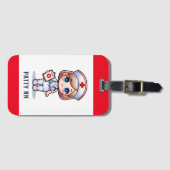 可愛いマンガナースブロンドヘアブルーアイズカスタム ラゲッジタグ (正面横)