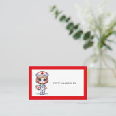 可愛いマンガナースブロンドヘアブルーアイズカスタム 名刺 (スタンド正面)