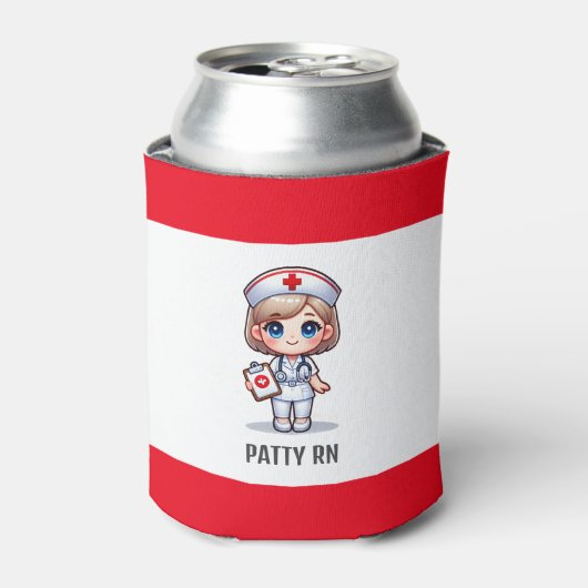 可愛いマンガナースブロンドヘアブルーアイズカスタム 缶クーラー (缶正面)