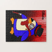 可愛いマンガペンギン赤と黒 ジグソーパズル (横)