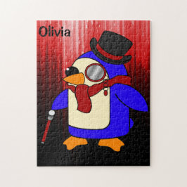 可愛いマンガペンギン赤と黒 ジグソーパズル