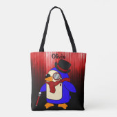 可愛いマンガペンギン赤と黒 トートバッグ (裏面)