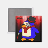 可愛いマンガペンギン赤と黒 マグネット (正面/裏面)