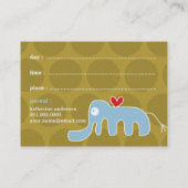 可愛いマンガ青い象の写真キッドの日遊付 コーリングカード (裏面)