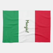 可愛いマンガ！赤白緑イタリアン旗 キッチンタオル (横)