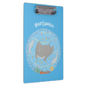 可愛いマンタレイとバブル漫画イラストレーション クリップボード (右)