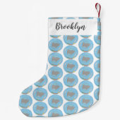 可愛いマンタレイとバブル漫画イラストレーション スモールクリスマスストッキング (裏面)