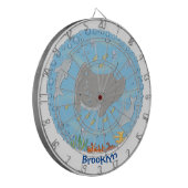 可愛いマンタレイとバブル漫画イラストレーション ダーツボード (正面左)