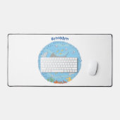 可愛いマンタレイとバブル漫画イラストレーション デスクマット (キーボード&マウス)