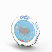 可愛いマンタレイとバブル漫画イラストレーション フォトブロック (右)