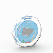 可愛いマンタレイとバブル漫画イラストレーション フォトブロック (左)