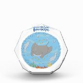 可愛いマンタレイとバブル漫画イラストレーション フォトブロック (正面)