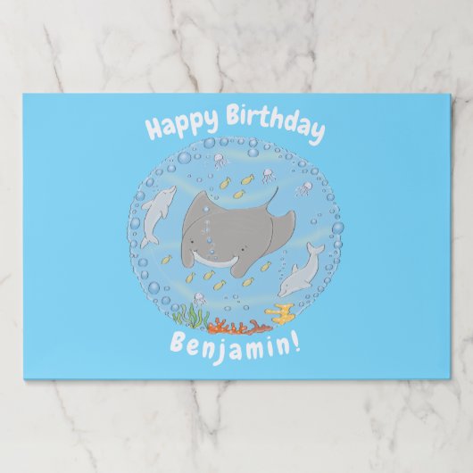 可愛いマンタレイとバブル漫画イラストレーション ペーパーパッド (正面)