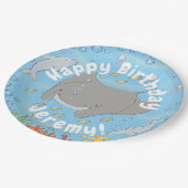 可愛いマンタレイとバブル漫画イラストレーション ペーパープレート (アングル)