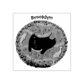 可愛いマンタレイとバブル漫画イラストレーション ラバースタンプ (インプリント)