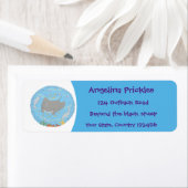 可愛いマンタレイとバブル漫画イラストレーション ラベル (インサイチュ)