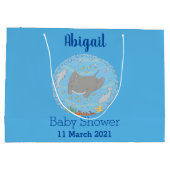 可愛いマンタレイとバブル漫画イラストレーション ラージペーパーバッグ (裏面)