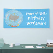 可愛いマンタレイとバブル漫画イラストレーション 横断幕 (トレードショー)